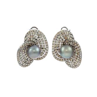 11.1-11.3mm Pearl & Diamond Earrings