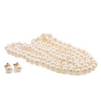 Set of Akoya Pearl Necklace & Earrings