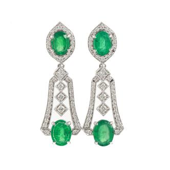 6.03ct Zambian Emerald and Diamond Earrings